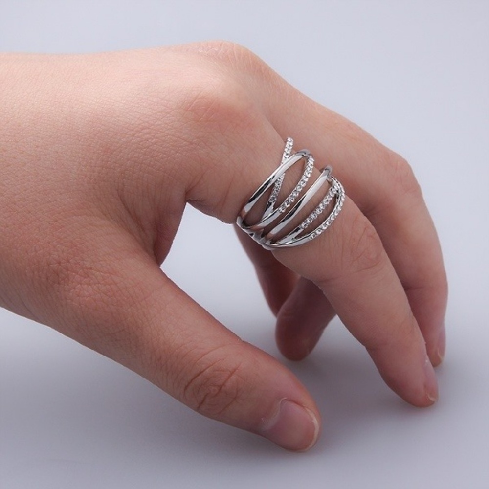 Silver Intertwined Statement Ring - image 2